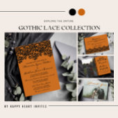 Save The Date Dentelle gothique Halloween Mariage noir orange