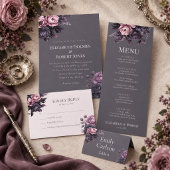 Numéro de table de mariage floral prune gothique