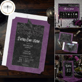 Save The Date Gothic Black Raven & Roses Purple Photo Wedding