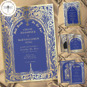 Save The Date Mariage Médiéval Or Bleu Gothique