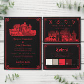 Sticker Carré Gothic Vampire Castle Black Red Wedding (Personnalisez la collection de ce créateur indépendant.)