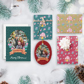 Feestelijke Bloemenkrans Kerstgroene Foto Keramisch Ornament