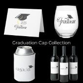 Custom Graduation Party Zwart Graduation Cap Wijn Etiket