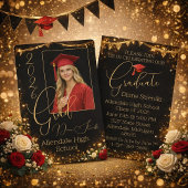 Confettis Elegant Black & Gold Graduation 