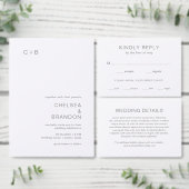Gray Monogram Modern Wedding Uitnodigingen Wikkel (Personaliseer de collectie van deze zelfstandige maker.)