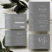 Sticker Rond Mariage de bord de Parties scintillant gris modern