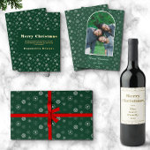 Carte De Vœux En Aluminium Élégant Vert Joyeux Noël Snowflake