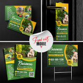 Carte De Visite Entrepôt de la pelouse vert et jaune Débordement