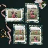 Feuille De Papier Cadeau Élégant Gold Branch Rouge et Vert Noël