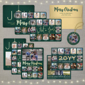 Cartes Pour Fêtes Annuelles What a Year 18 Photo Collage and Captions Green