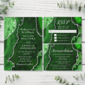 Green and Silver Agate Wedding Program Programma (Personaliseer de collectie van deze zelfstandige maker.)