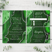 Green and Silver Agate Wedding Reception Informatiekaartje (Personaliseer de collectie van deze zelfstandige maker.)