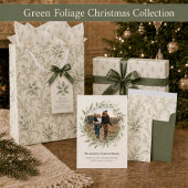 Papier Cadeau Noël Élégant Feuillage Vert Simple