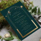 Menu Mariage Soleil Lune Étoiles Or Vert Céleste