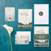 Green Rustic Classic Watercolor Monogram Wedding  Kaart (Personaliseer de collectie van deze zelfstandige maker.)
