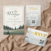 Réponse de mariage QR aquarelle forêt rustique ver (Personnalisez la collection de ce créateur indépendant. )