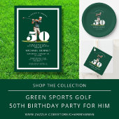 Green Golf 50th Birthday Invitation Kaart