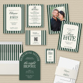 Cartons Réponse Code QR de mariage à rayure verte classique