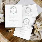 Crest Monogram Botanische Groene Huwelijk Servet