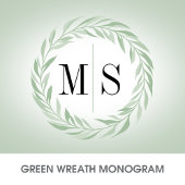 Invitation Mariage de monogramme de couronne verte