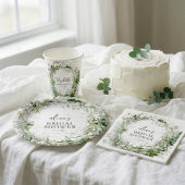 Serviette En Papier Fête des mariées à script jardin verdoyant