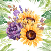 Invitation Fleurs de soleil vertes et fleurs violettes Mariag