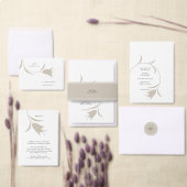 Menu Mariage Minimaliste Moderne | Fleurs Neutres Grège (Personnalisez la collection de ce créateur indépendant.)