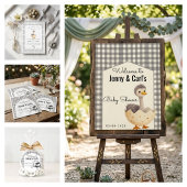 Serviette En Papier Fête bébé Ostrich Gingham Gris