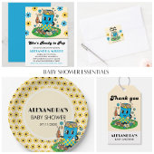 Étiquette Moderne Groovy Daisy Blue Prête à Exploser Retour