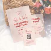 Carte D'accompagnement Code QR photo rose rouge Groovy Sparkle pour répon