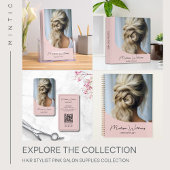 Modern Script Hair Stylist Salon Pink Visitekaartje