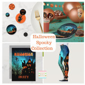 Leggings Halloween Sorcière nuit Orange Monogramme