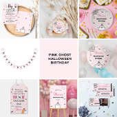 Sticker Rond Fille d'Halloween Anniversaire rose mignon Fantôme