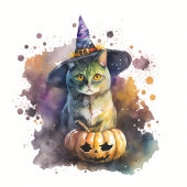 Assiettes En Carton Halloween Chat aquarelle