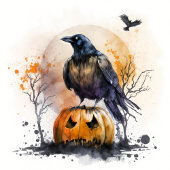 Serviette En Papier Halloween du corbeau d'aquarelle