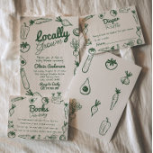 Hand getrokken lokaal geteelde groenten Baby showe Bedankkaart