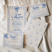 Serviette En Papier Main Tirée Bleu Oie Silly Ribbon Bébé Garçon Douch
