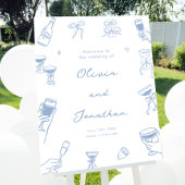 Invitation Photo tirée à la main Dusty Blue Mariage