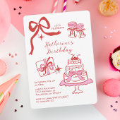 Hand Drawn Red Pink Scribble Birthday Party Kaart