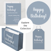 Papier Cadeau Buffle personnalisé Check Blue Joyeux anniversaire