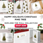 Sticker Rond Vacances simples et heureuses Arbre vert de pin de