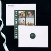 Prettige feestdagen Modern Groen Wit Etiket (Personaliseer de collectie van deze zelfstandige maker.)