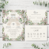 Invitation Elegant Blush Garden Wedding with Monogram  (Personnalisez la collection de ce créateur indépendant.)