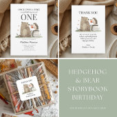 Sticker Carré Animaux mignons de la forêt de contes d'anniversai