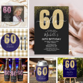Rafraîchisseur Pour Canette Hello 60! - 60th Birthday Woman with Pink Glitter