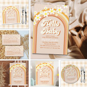Invitation Hello Baby Cute Groovy Baby Shower