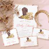 Gobelets En Papier Hey Y'all Cowboy Boot & Bouquet Girl Baby shower