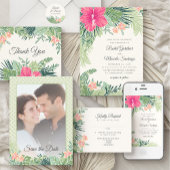 Carte D'accompagnement Réponse de mariage QR Tropical Rattan