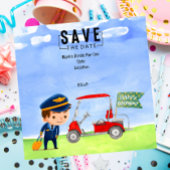 Carte Postale Faire-part Balle de golf avec putter sur gazon vert