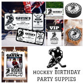Assiettes En Carton Soirée d'anniversaire de hockey sur glace Retro